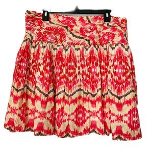 Joe Fresh Skirt Women 12 Multi Pink Pleated Knee Length Aztec Boho Flirty NWT